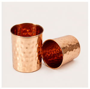 <b>Copper</b> Hammered Water Glass Tumbler Set with Ayurvedic Health Benefits Handcrafted Detox Drinkware for Home & Restaurant Use - Product Image 5