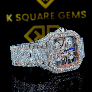 Montre Carrée de Luxe à Quartz avec Diamants, Mouvement Automatique Analogique VVS de Haute Qualité, Nouveau Design, Prix de Gros - Product Image 1