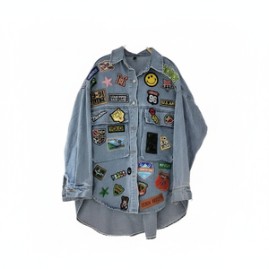 เสื้อแจ็คเก็ตยีนส์ทอแบบวินเทจ เป็นมิตรกับสิ่งแวดล้อม ระบายอากาศได้ดี สำหรับผู้หญิง สีซีดอ่อน สไตล์ลำลอง ติดกระดุม ทรงปกติ ใส่ได้ทุกฤดูใบไม้ผลิ ฤดูร้อน ฤดูใบไม้ร่วง ฤดูหนาว - Product Image 1