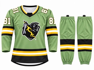 Ensemble de vêtements de hockey sur glace personnalisés pour équipe, maillot sublimé à séchage rapide, chaussettes assorties, kit pour adultes et jeunes, logo personnalisé, numéro, maillot - Product Image 1