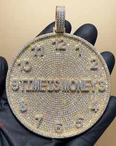 Pendentif 'Time Is Money' en Moissanite VVS et Argent 925, style horloge circulaire, bijou Hip Hop Iced Out pour rappeur - Product Image 6