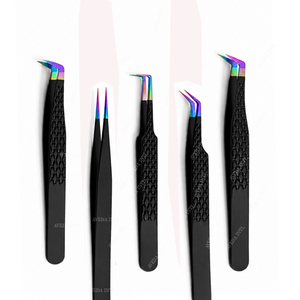 Pince à épiler en acier inoxydable, pointe précise, finition noire mate arc-en-ciel, outils durables pour salon de beauté, extension de cils volume - Product Image 4
