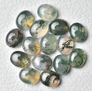 Large Quantity Supplier Natural Green Moss Agate Oval Cabochon Best Grade High <b>Dome</b> Polished For Pendant Earring Production Bulk - Product Image 1