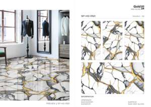 Azulejos de porcelana de calidad de exportación, superficie dorada de alto brillo en tamaño 60x120cm 600x1200mm 24x48 para interiores de primera calidad - Product Image 4