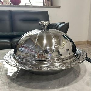 Plateau en acier inoxydable avec couvercle, vaisselle et assiettes multifonctions de luxe pour mariage, fête, hôtel, banquet, plats à réchaud pour buffet - Product Image 2