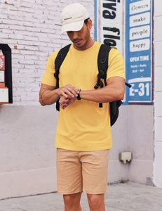 เสื้อยืดผู้ชาย คอตตอนผสมสแปนเด็กซ์ ผ้าถักเนื้อเรียบ คอกลม แขนสั้น ทรงหลวม เป็นมิตรกับสิ่งแวดล้อม แห้งเร็ว ระบายอากาศดี สวมใส่สบาย - Product Image 4