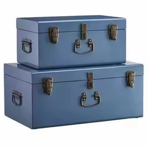 Coffre de voyage en aluminium bleu marine très vendu avec ceintures en similicuir premium et fermoir de sécurité - Product Image 4
