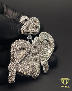 Collier Pendentif Hip Hop Moissanite Diamant Sertie de Pierres « RJP » Chaîne Bling Bijou de Luxe Tendance Cadeau - Product Image 5