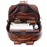 Sac à dos en cuir véritable avec fermeture éclair, imperméable, capacité 20-35L - Services OEM et étiquetage privé, fabriqué au Pakistan