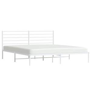 White Powder-Coated Steel Full Bed Frame Rectangular Metal Bed - Product Image 4