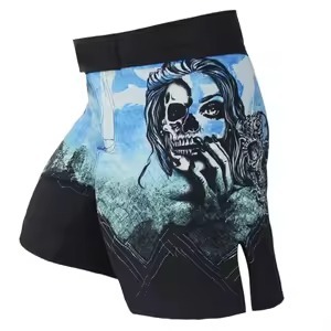 Pantalones Cortos Deportivos MMA Azules y Negros para Hombre, Sublimados, Ajustados, que Absorben la Humedad - Product Image 5