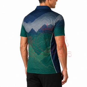 Everyday Comfort Green Gradient Polo Shirt Soft Lightweight Fabric <b>Classic</b> Fit Short Sleeve Stylish Daily Clothing - Product Image 4