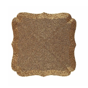 ร้อนขายแฮนด์เมดสีเบจและทองลูกปัดแก้วตารางตกแต่งลูกปัดสถานที่ Mat ลูกปัดแก้วชาร์จสําหรับโต๊ะรับประทานอาหาร - Product Image 2