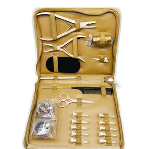 Kit Profesional de Herramientas para Extensiones de Cabello Marrón con Cuentas, Clips, Herramientas para Separar el Cabello, Alicates para Colocar y Retirar Extensiones de Cabello Humano - Product Image 1