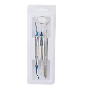 Kit d'instruments dentaires pour examen dentaire, 3 pièces, miroir, pince, sonde, acier inoxydable, manuel, réutilisable, haute qualité, CE dentaire - Product Image 3