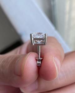 Princess Cut Moissanite Stud <b>Earrings</b> for Women Square Diamond Solitaire Stud <b>Earrings</b> Screw <b>Back</b> Fine Jewelry Gift - Product Image 1