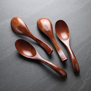 Ensemble de cuillères à soupe en bois de qualité supérieure, manche ergonomique, finition lisse, résistant à la chaleur, ustensiles durables pour la restauration quotidienne et le service - Product Image 1