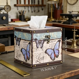 Hammered Metal Tissue Box Cover Decorative Tissue Holder Perfect For Living Room <b>Dining</b> <b>Table</b> Office And Bathroom Countertop - Product Image 3