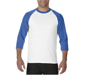 Camiseta de Béisbol Raglán de Color Sólido para Hombre, Manga Tres Cuartos, Cuello Redondo, Blanca y Roja - Product Image 6