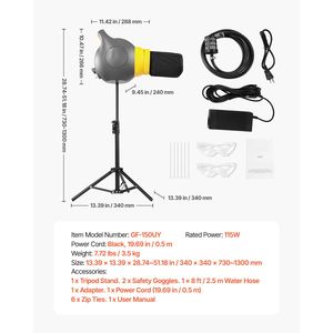 Cannone schiumogeno portatile da 115 W per feste, potente macchina per piscina da giardino da 115 W con treppiede, generatore di schiuma portatile per feste - Product Image 4