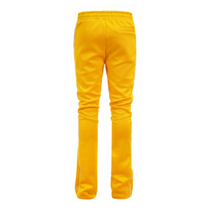 Pantalon évasé jaune pour homme avec imprimé graffiti noir, taille élastique, cordon de serrage, style streetwear, polyester léger, vêtement d'été - Product Image 2