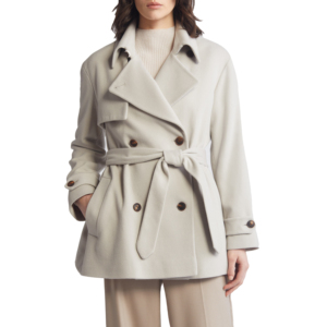 <b>Women's</b> Wool Trench <b>Coat</b> <b>Double</b> <b>Breasted</b> Solid Color Short Length Full Sleeve Outerwear Fashion Wear Wool <b>Coats</b> - Product Image 2