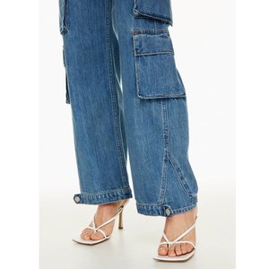 Women's High Waist Denim Straight Fit Breathable Casual Eco-Friendly Washed <b>Stretch</b> Loose Fit Jeans with Zipper Fly - Product Image 4
