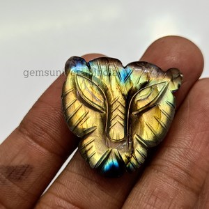Cabochon en labradorite naturelle sculpté en forme de tête de lion, pierre précieuse sculptée à la main en forme de lion pour la fabrication de bijoux, vente en gros, fournisseur en vrac - Product Image 4