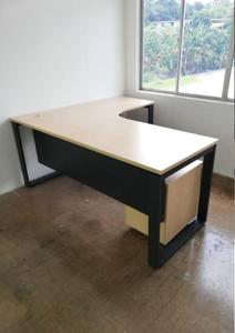 L-Shape <b>Office</b> Conference <b>Table</b> Melamine Top Metal Legs Modern Design Commercial Furniture Durable 12-Seater - Product Image 3