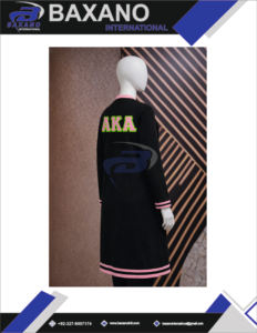 Alfa |   Kapa |   Suéter Largo Informal Alpha AKA Sorority para Mujer, Estilo Soror Negro con Bordado y Cuentas, Tejido Plano - Product Image 5