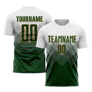 Custom White Green-old Gold Heat-transfer Printed V-neck Adjustable Strap Mesh Soccer Uniform Breathable Lightweight Unisex 100% - Product Image 4