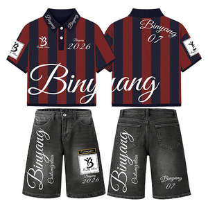 Ensemble T-shirt et short d'été pour homme avec logo personnalisé, tenue décontractée deux pièces streetwear pour la vente en gros, ensemble coordonné - Product Image 2