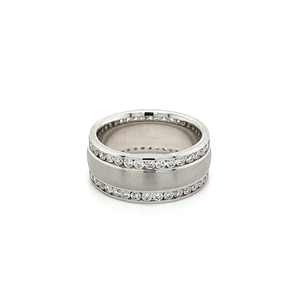 Stainless Steel Eternity Band <b>Ring</b> with Cubic-Zirconia Pave Setting <b>for</b> Wedding Unisex Jewelry in Classic Style - Product Image 1