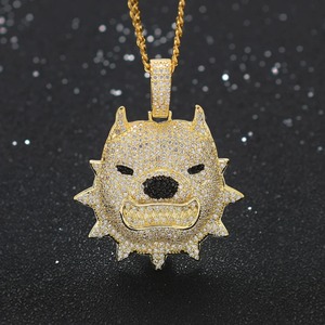 Rhinestone Men Necklace Ice Out Dog Pendant Hip Hop Charm Chain Bling Cuban Link <b>Choker</b> Jewelry Gold <b>Silver</b> Crystal Pitbull - Product Image 5