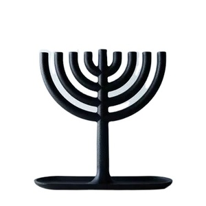 Menorá de Metal Negra para Hanukkah, Precio al por Mayor, Portavelas Geométrico Moderno para Decoración del Hogar en Días Festivos Judíos, en Venta - Product Image 1