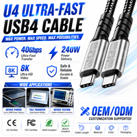 Câble USB4 USB-C vers C LUNG KAY OEM 40 Gbps 240 W PD 3.1 8K 60 Hz Thunderbolt 4 Cordon de données tressé en nylon pour ordinateur portable et téléphone