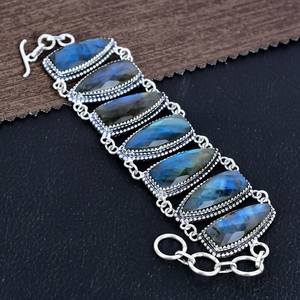Faceted Blue Labradorite <b>Bracelet</b> 925 Sterling <b>Silver</b> Boho Jewelry Handmade Gemstone <b>Bracelet</b> Unique Spiritual Energy For Women - Product Image 4