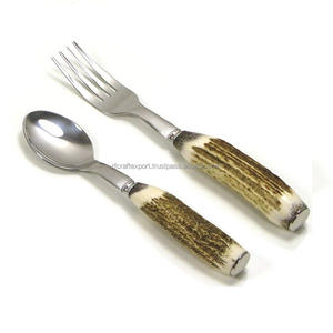 Juego de cubiertos con mango de cuerno Cubiertos de acero inoxidable con revestimiento de cobre para obsequios Hecho a mano en India por RF Crafts - Product Image 6