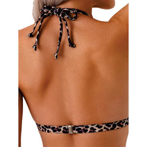 Conjunto de Bikini de 2 Piezas con Cuello Halter para Mujer, Estilo Brasileño con Detalles de Leopardo, Traje de Baño con Tirantes Ajustables, Venta al Por Mayor, OEM - Product Image 4