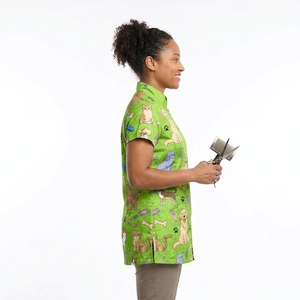 Blouse de toilettage pour femme en coton polyester sublimé, à manches courtes, avec fermeture éclair et col montant, durable et antistatique - Product Image 6