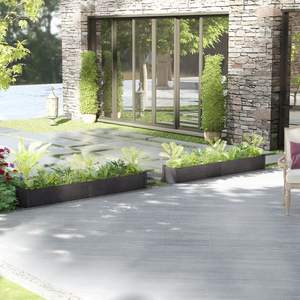 Ensemble de 2 grands bacs à plantes en pin massif gris, grands pots et jardinières - Product Image 1