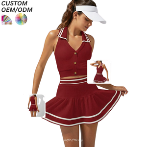 ชุดเทนนิสพิมพ์ลายพรีเมียม ชุดทีมสั่งทำพิเศษสำหรับกางเกงขาสั้น โลโก้ด้านหน้า แห้งเร็ว ระบายอากาศได้ดี รองรับ OEM ODM สำหรับขายส่ง - Product Image 1