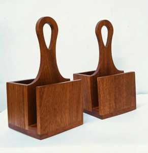 Modern Slanted Wooden Cutlery Holder Multi Section Spoon Fork Organizer Tiered Wood Tableware <b>Caddy</b> for Home <b>Kitchen</b> Restaurant - Product Image 2
