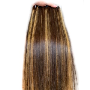 Extensiones de Cabello Liso Natural Color Piano 100% Humano, Trama de Cabello Sedoso Liso con Mechas Ombre, Cabello Vietnamita Virgen de Doble Trama - Product Image 1