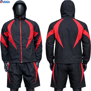 Ensemble coupe-vent unisexe pour homme, confortable, avec logo personnalisé, patchwork réfléchissant, veste zippée, short de sport en nylon, ensembles de survêtements - Product Image 3