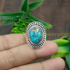 Anillo de Turquesa Azul Cobre, Anillo de Plata de Ley 925, Anillo Hecho a Mano con Diseño Único, Anillo con Gema, Joyería de Turquesa, Regalo - Product Image 6