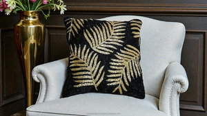Christmas Tree <b>Pillow</b> Cover Beaded Holiday Home Accent Handmade <b>Decorative</b> Cushion with Holly Leaves - Product Image 5
