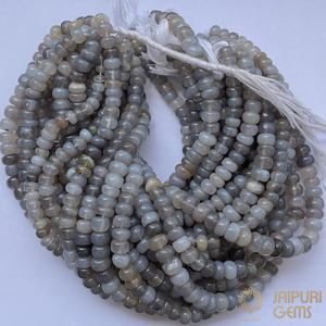 Perles de pierre d'agate grise naturelle certifiées IGI Jaipuri Gems, lisses, rondelles, 8mm/10mm/12mm, fils pour la fabrication de bijoux - Product Image 2
