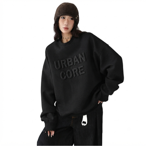 Sudadera Minimal Club para mujer, con letras en relieve, cuello redondo oversize, de forro polar transpirable y ecológico, azul con hombros caídos en la parte delantera - Product Image 2