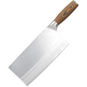 Cuchillo de carnicero hecho a mano de acero inoxidable personalizado con funda de cuero, diseño ambidiestro, para uso en cocina y caza. - Product Image 1